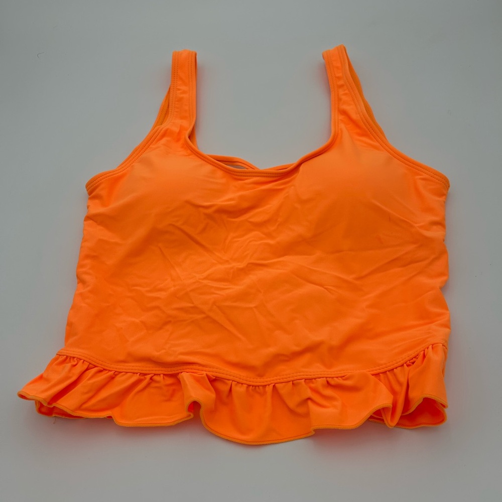 Bright Orange Ruffled Bikini Top